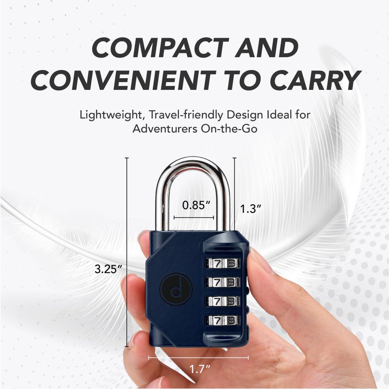 desired tools 4 Digit Combination Locks 2 Pack - Weatherproof Padlock with Code - Combination Lock for Locker, Gym, Outdoor Gate, Storage Shed, Fence Gate & Bike Lock - Keyless, Easy to Set, Reset - New Blue - Image 2